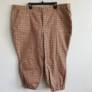 Torrid CMF Flex Jogger Twill Houndstooth Orange Zipper Ankle 28 NWT